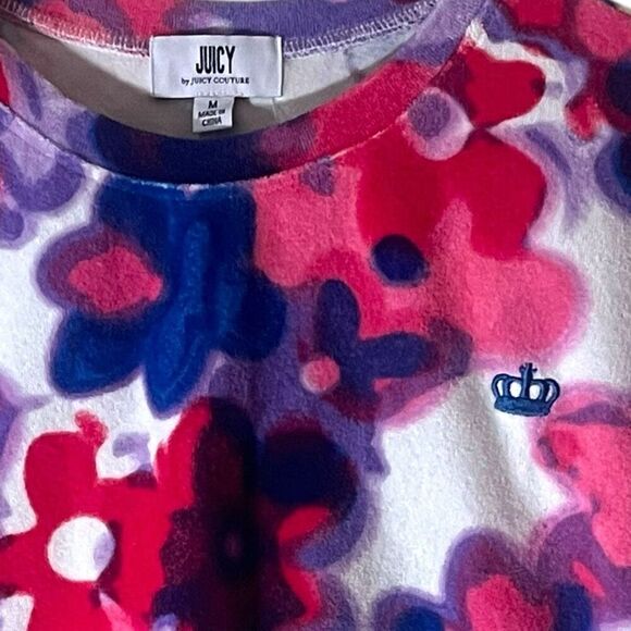 Juicy Crew Neck Short Sleeve Retro Floral Terry Crop Top Sz M NWOT - Picture 3 of 7